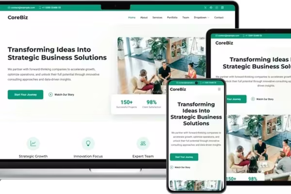 Featured image CoreBiz - Professional Bootstrap Template for Business and Corporate Websites