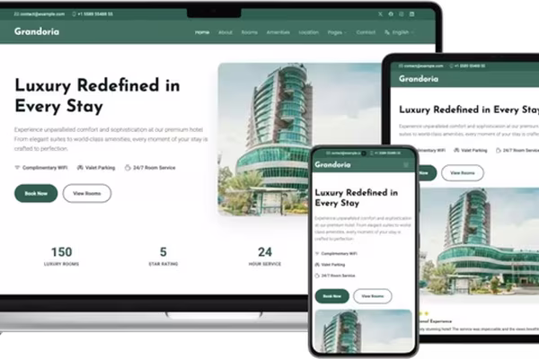 Images for the article Grandoria - Elegant Bootstrap Template for Hotels, Resorts, and Hospitality Businesses