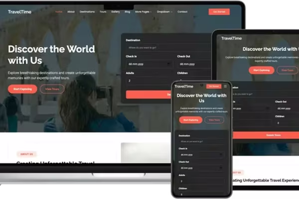 Images for the article TravelTime - Innovative Website Template for Travel Agencies Combining Modern Design and User Experience