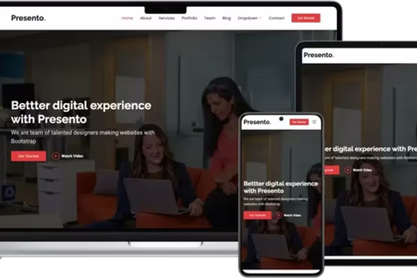 Featured image Presento - An Innovative Bootstrap Template for Corporate Websites with Clean Design