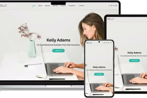 Featured image Kelly: Professional, Flexible, and Customizable Portfolio and Resume Template Based on Bootstrap