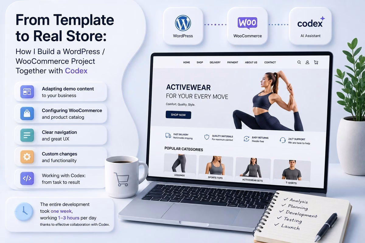 Featured image From Template to a Real Store: How I Develop a WordPress/WooCommerce Project with Codex