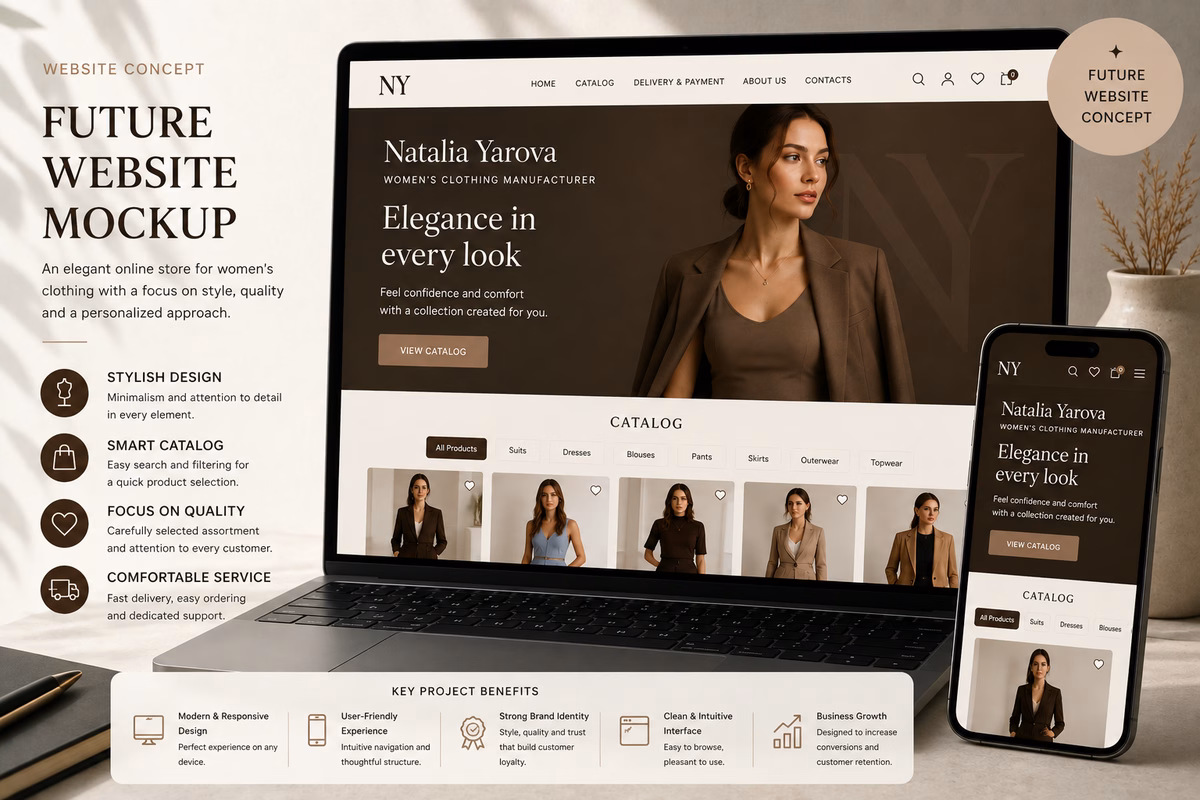 Natalia Yarova WooCommerce fashion store homepage